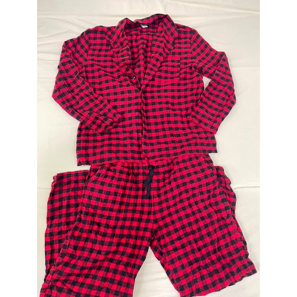 Amazon Essentials Womens‎ Red Black Buffalo Plaid Flannel Pajama Set XL 2 Piece